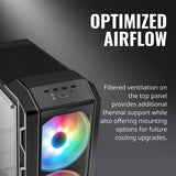 Cooler Master MasterCase H500 ATX Mid-Tower Tempered Glass Side Panel, Transparent Front Option, Carrying Handle & 2X 200mm RGB Fans