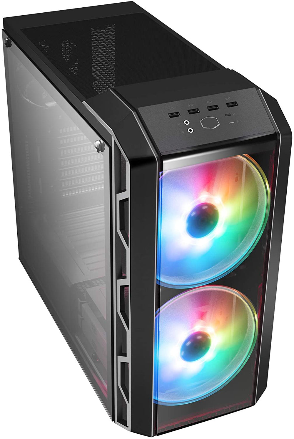 Cooler Master MasterCase H500 ATX Mid-Tower Tempered Glass Side Panel, Transparent Front Option, Carrying Handle & 2X 200mm RGB Fans