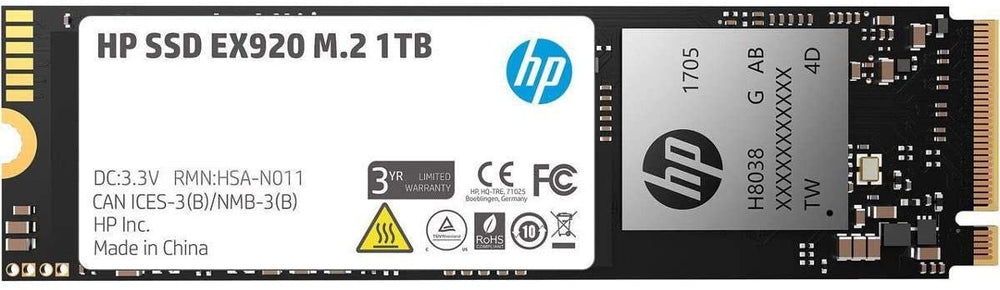 HP EX920 M.2 1TB PCIe 3.1 X4 Nvme 3D TLC NAND Internal Solid State Drive (SSD) Max 3200 Mbps