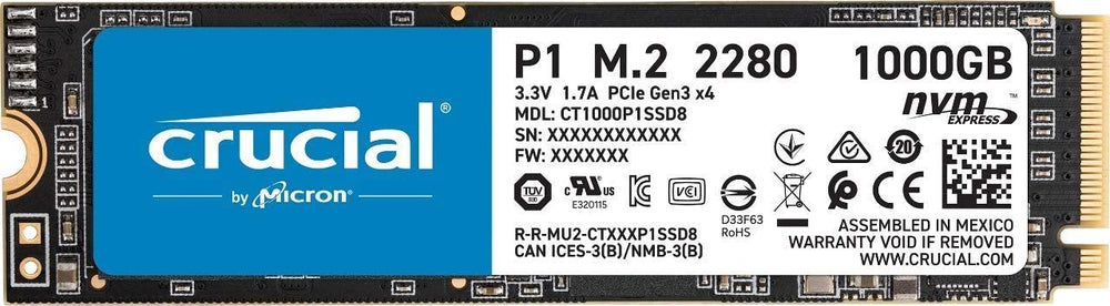 Crucial P1 1TB 3D NAND NVMe PCIe Internal SSD