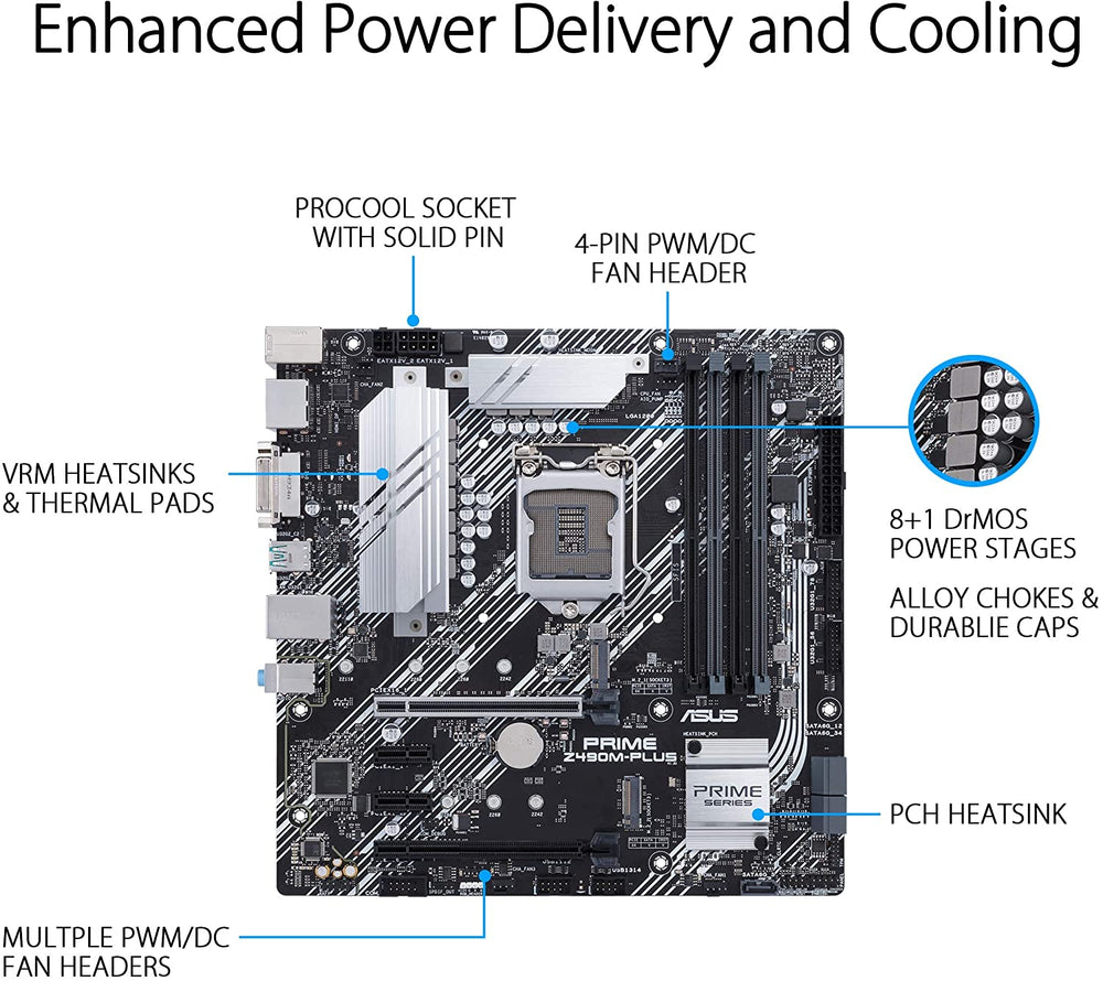ASUS Prime Z490M-PLUS LGA 1200 (Intel® 10th Gen) Z490 Micro ATX Motherboard