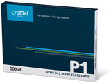 Crucial P1 500GB 3D NAND NVMe PCIe Internal SSD, up to 2000MB/s