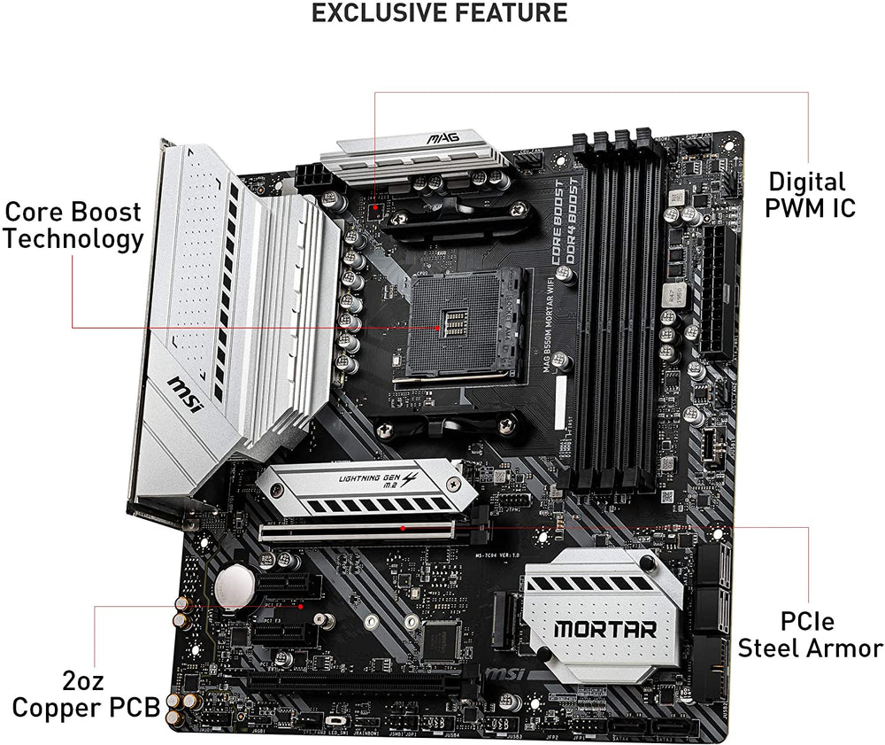 MSI MAG B550M Mortar WiFi Gaming Motherboard