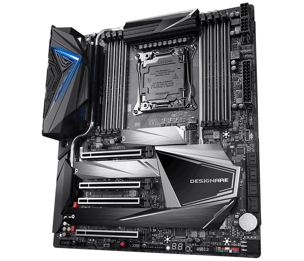 GIGABYTE X299X DESIGNARE 10G Socket 2066 Chipset - DDR4 4333(O.C.), PCI-E 3.0, SATA 6.0Gb/s, 3x M.2 - USB 3.2, E-ATX Motherboard, RGB FUSION, Onboard Wi-FI, Bluetooth