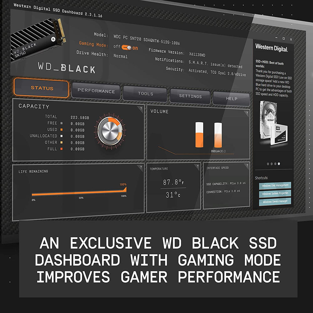 WD_Black SN750 500GB NVMe Internal Gaming SSD with Heatsink - Gen3 PCIe, M.2 2280, 3D NAND