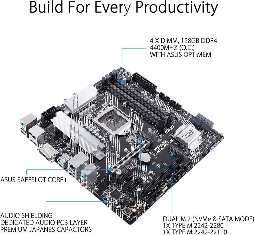 ASUS Prime Z490M-PLUS LGA 1200 (Intel® 10th Gen) Z490 Micro ATX Motherboard