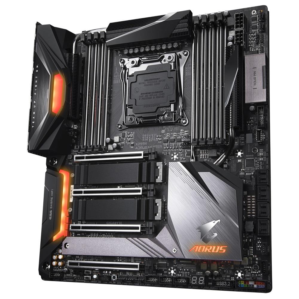 GIGABYTE X299X AORUS Master Socket 2066 Chipset - DDR4 4333(O.C.), PCI-E 3.0, SATA 6.0Gb/s, 3x M.2 - USB 3.2, E-ATX Motherboard, RGB FUSION, Onboard Wi-FI, Bluetooth