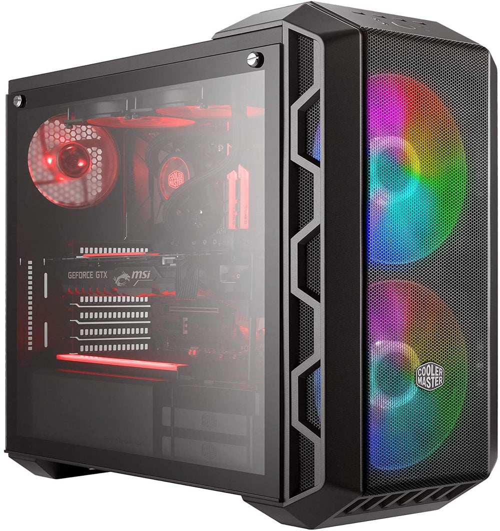 Cooler Master MasterCase H500 ATX Mid-Tower Tempered Glass Side Panel, Transparent Front Option, Carrying Handle & 2X 200mm RGB Fans