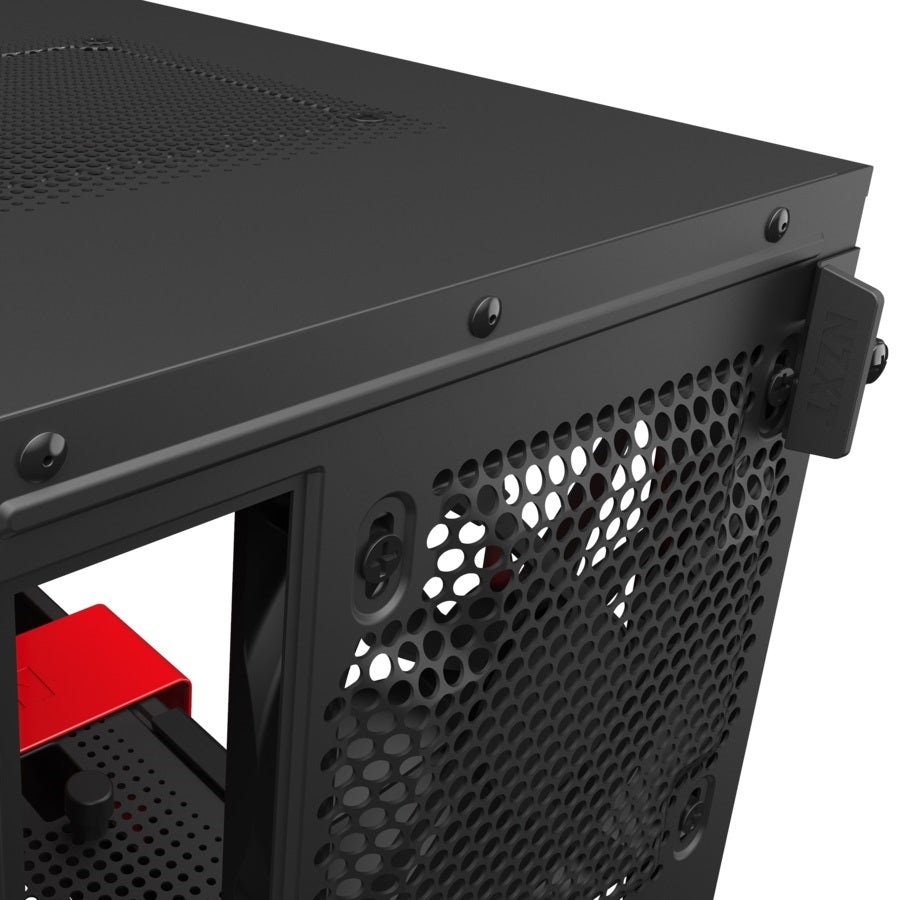 NZXT H210i - Mini-ITX PC Gaming Case - Front I/O USB Type-C Port - Tempered Glass Side Panel - Water-Cooling Ready - Integrated RGB Lighting - Black/Red