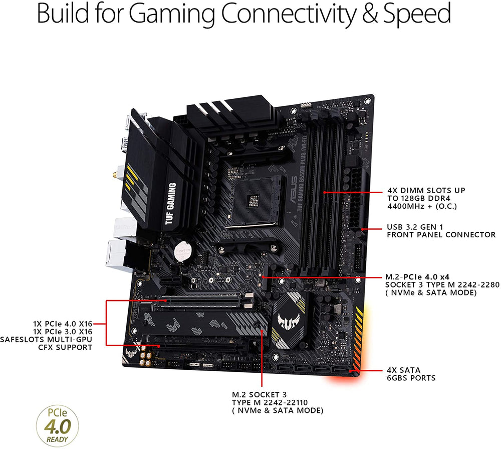 ASUS TUF GAMING B550M-PLUS AMD AM4 (3rd Gen Ryzen™) Micro ATX gaming motherboard